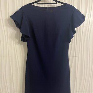 Vince Camuto Navy Flutter Sleeve Ruffle Hem Dress – Size S